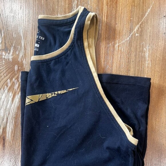 Nike Unisex Black Tank Top - Gold Swoosh Logo - Size Large - Picture 3 of 3